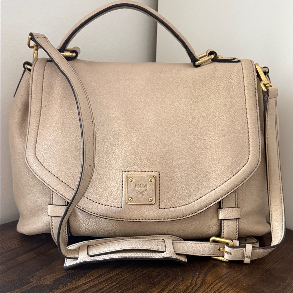 MCM Beige/Cream 2-way Leather Bag